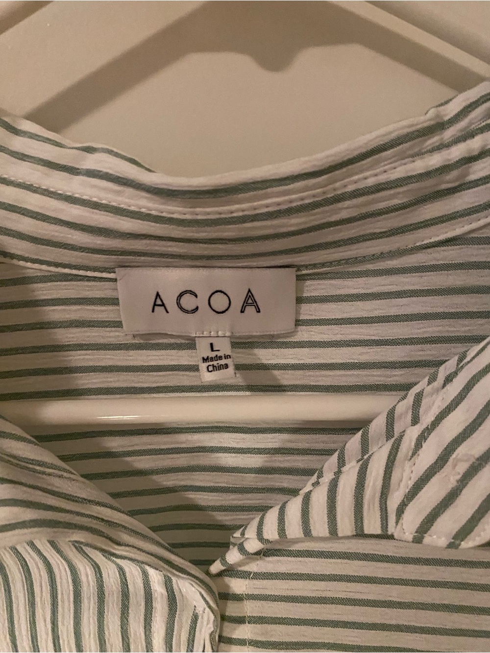 ACOA Women's Green Stripe Button-Down Shirt